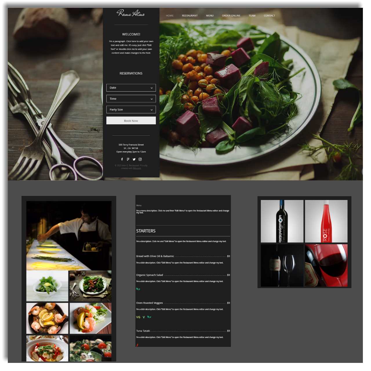 Wix- Resturant website with booking